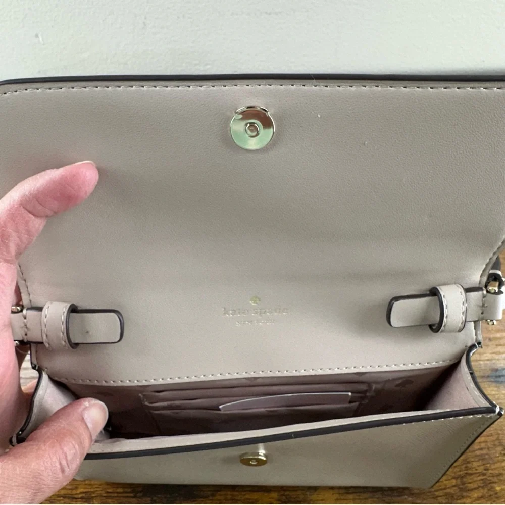Kate Spade New York Brynn Small Flap Crossbody Bag Warm Beige Saffiano K4804